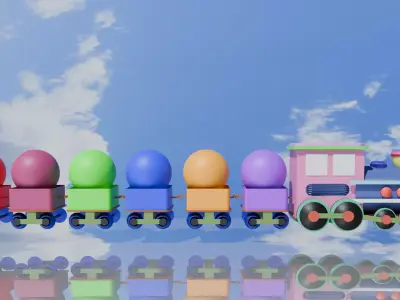 Kids Animated Train Low-poly 3D model