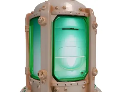 Steampunk Industrial Submarine Green Lantern 3D model