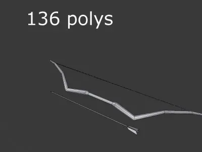 low poly bow 3 and arrow Low-poly 3D model