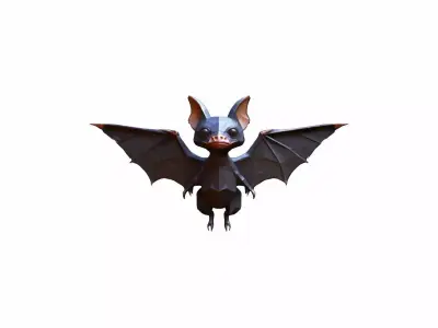 High 3d Render Animal Little Brown Bat Flying 3D model