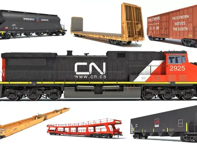 Canadian National Freight Train 3D Model Pack