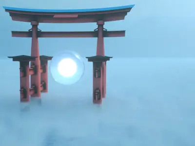 Japanese Shrine  Low-poly 3D model