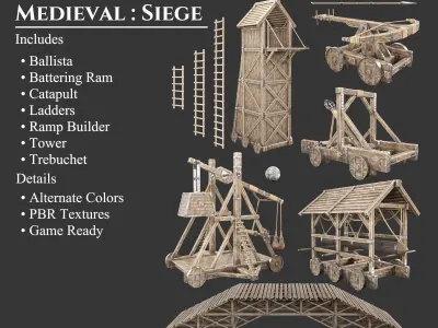 Medieval Collection Siege Engines 3D Model Pack purchase