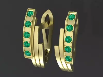 Earrings with track gems for CNC or 3D print model 3D print model