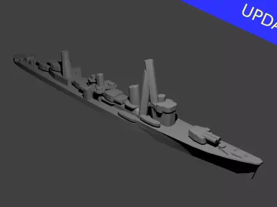 Japanese Asashio Class Destroyer Warship 3D print model