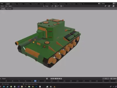 Tank kv-2 Low-poly 3D model
