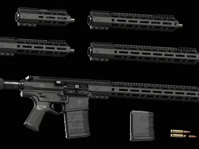AR LR 308 Modular Rifle 7in-18in Low-poly 3D model