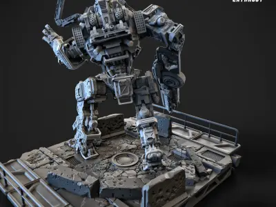Big Particle Robot Static Pose Set 100mm approx height 3D print model