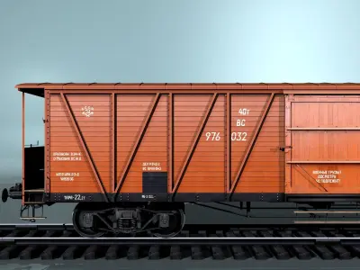 covered boxcar equipped with a hand brake Low-poly 3D model