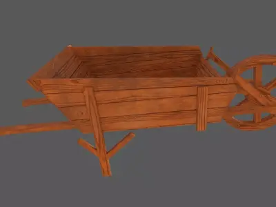 Wheelbarrow old wooden 3D model