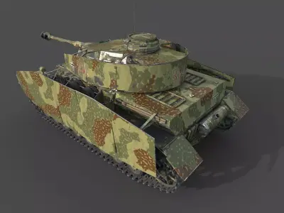 Panzer IV H medium tank Low-poly 3D model
