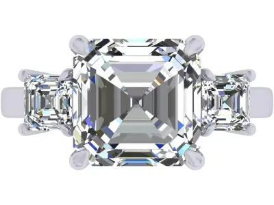 Asscher Stone Engagement Ring 3D print model