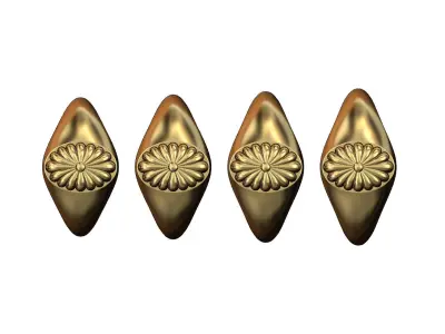 Ribbed artdeco rosette signet ring US sizes 6to9 3D print model