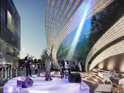 Commercial Plaza Landscape SKP Lumion OBJ  Curved  Structure 3D model