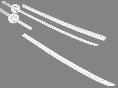 Japanese katana Low-poly 3D model