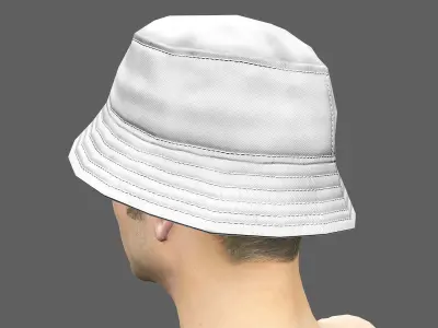 Bucket hat - white Low-poly 3D model