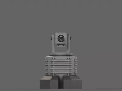 PBR Turret Gun 03 Grey Low-poly 3D model