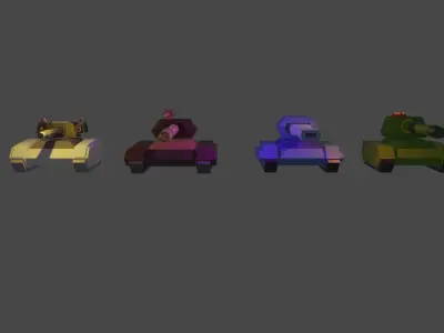Low poly Tank for mass distraction for game turret can animate  Free low-poly 3D model