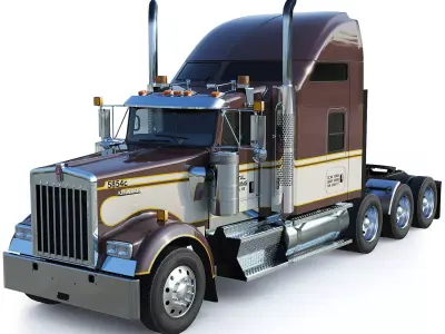 Kenworth W900 Sleeper Low-poly 3D model