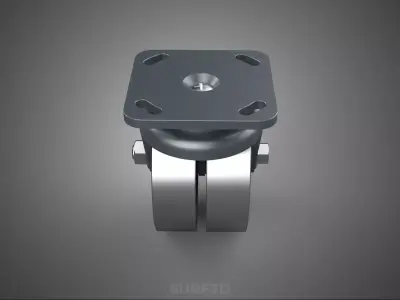 STEEL SWIVEL CASTER CASTOR DUAL WHEEL TIRE ROLLER HEAVY DUTY RIM 3D model