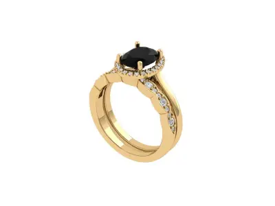 Oval Ring With Wedding Band 3D print model