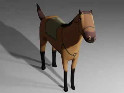 Brown Horse Lowpoly Low-poly 3D model