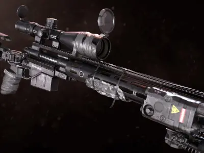 XM2010 Sniper Rifle - Mid Poly 3D model