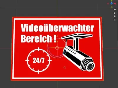 Security Camera and Warning Sign  3D model