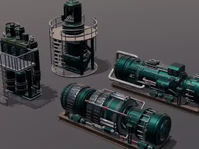 Machinery Devices pack Low-poly 3D model