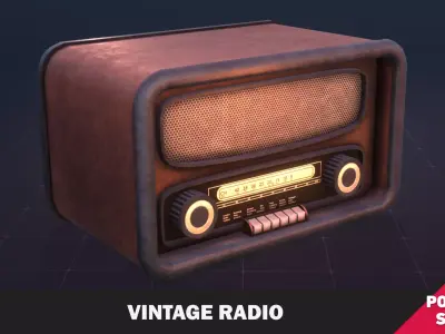 Vintage Radio Low-poly 3D model