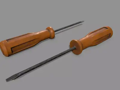 screwdriver wooden Low-poly 3D model