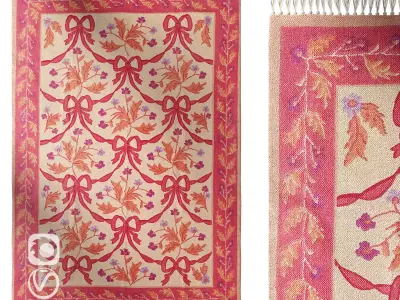 Bow Demask Screen Printed Rug 3D model