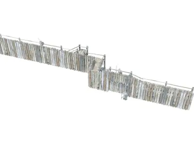 Modular medieval wooden palisades pack Low-poly 3D model