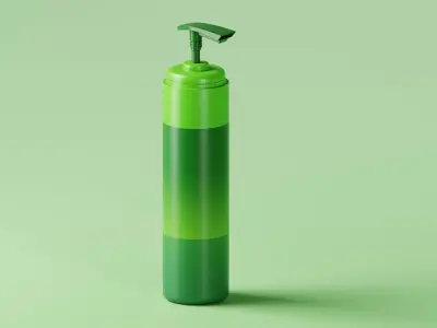 Cosmetic Green Pump Bottle 3D Model Low-poly 3D model