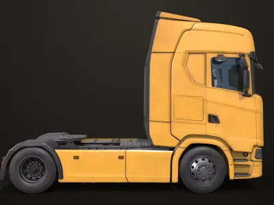 Heavy Truck Chassis 06 Generic Yellow All PBR Unity UE Textures 3D model