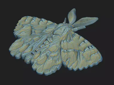 Moth dark-aesthetic macabre wall-art coin-design medallion 3D print model