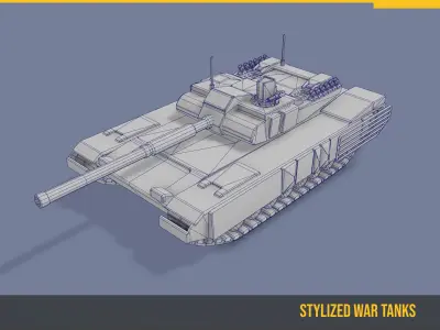 Stylized Tank Altay Low-poly 3D model