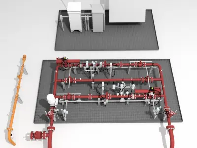 Industrial Above Ground Pipe Network 3D model