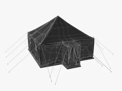 Military tent Low-poly 3D model 2