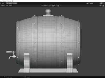 Wine or Whiskey Barrels and modular barrel racks Low-poly 3D model