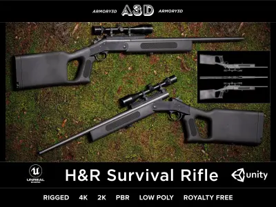 Game Ready Hunting Gun Pack Low-poly 3D model