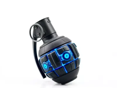 Futuristic Blue Grenade model pack Low-poly 3D model