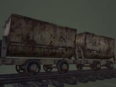 Mine Trolley PBR Low-poly 3D model