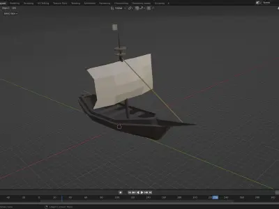 medieval Fishing boat Low-poly 3D model
