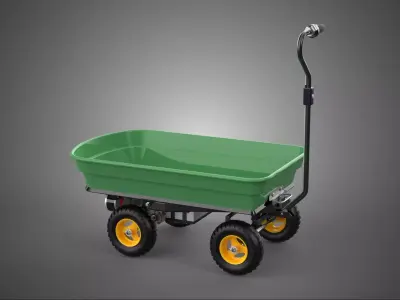 ELECTRIC POLY DECK GARDEN UTILITY CART WAGON TRAILER TROLLEY BED 3D model