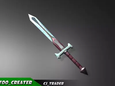 Modern Sword Fantasy Lowpoly 3D Model Low-poly 3D model
