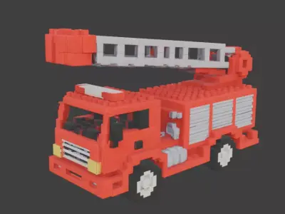 Voxel RC Fire Truck 3D Model Low-poly 3D model