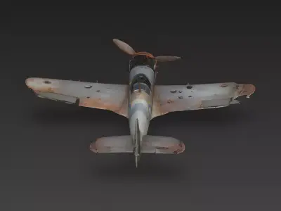 Wrecked WWII Fighter Plane 3D Model Low-poly 3D model