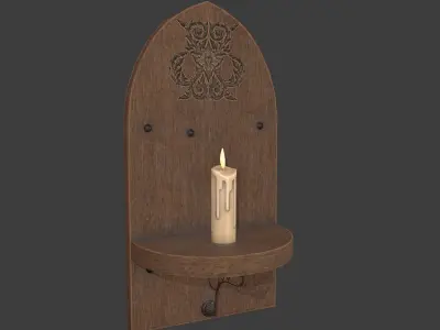 Medieval Wall Candle Holder  Low-poly 3D model