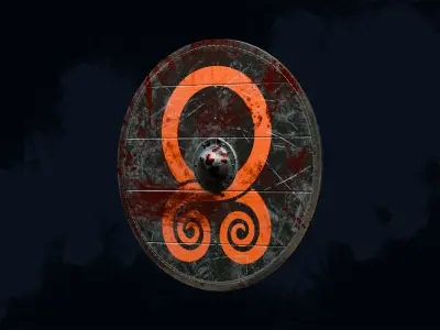 Viking Shield 4 - Bloody Low-poly 3D model